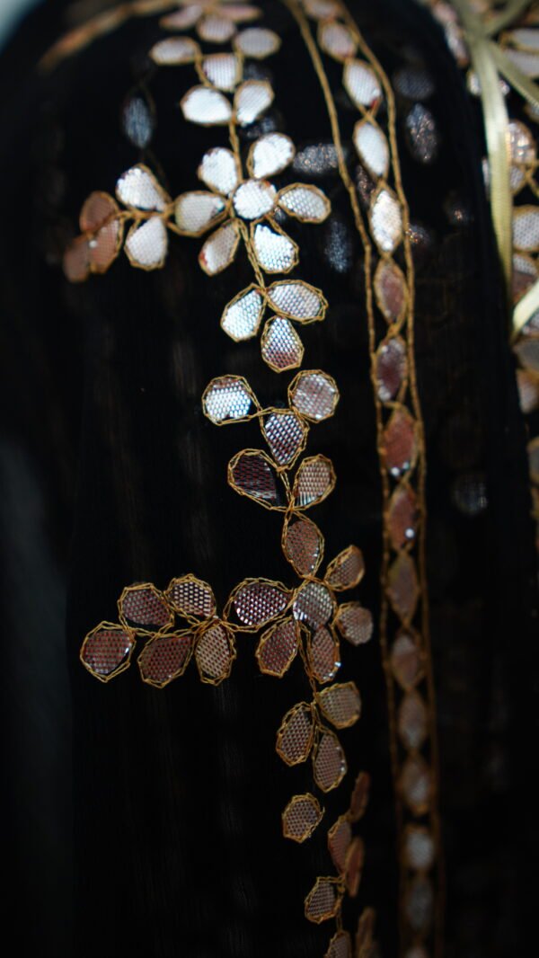 Black Chiffon Outfit with Handcrafted Press Gota Work - Image 7